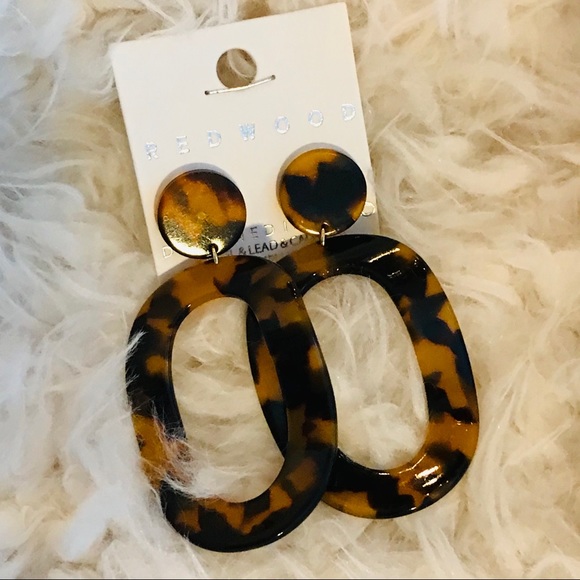 Jewelry - Tortoise Shell Acetate Curved Dangle Earrings